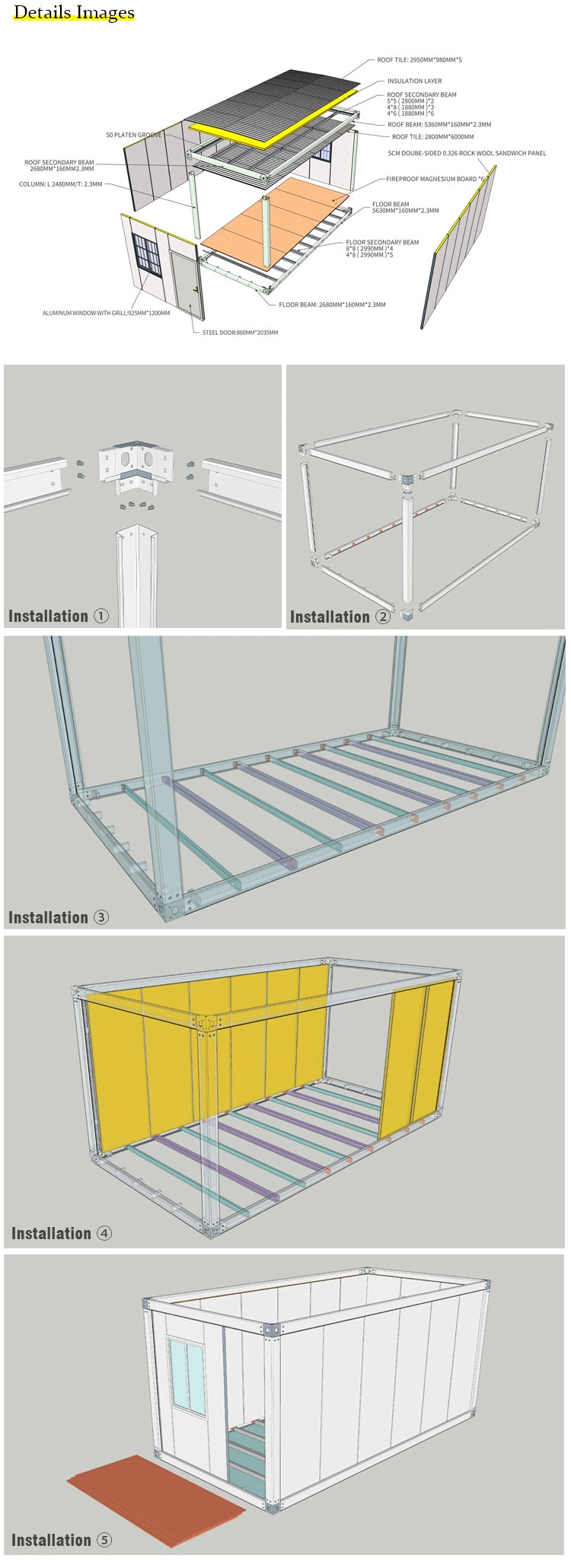 Affordable Steel Detachable Living 20FT Small Modular Prefabricated House Container Price